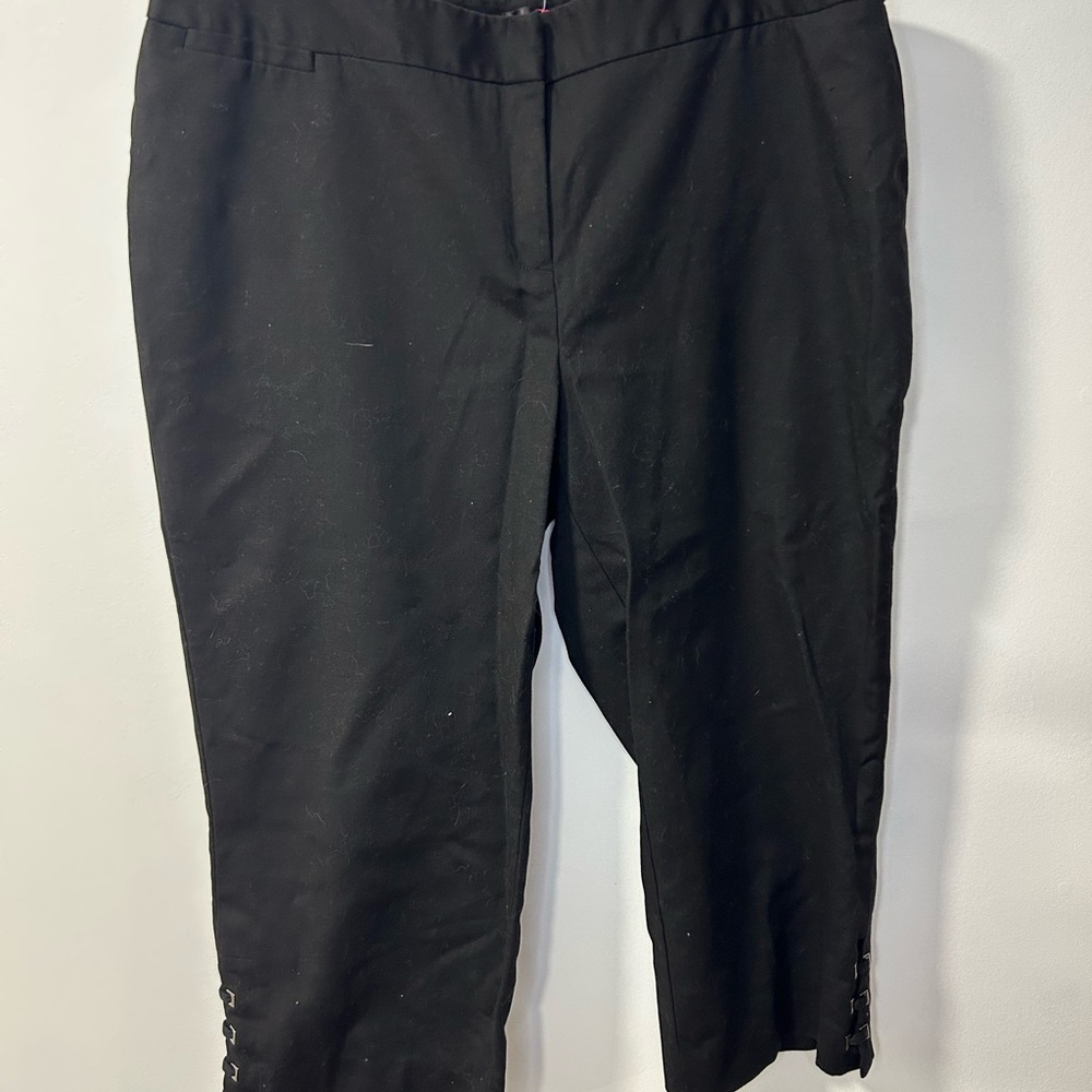 Rafaella Black Cropped Pants with Button Detail